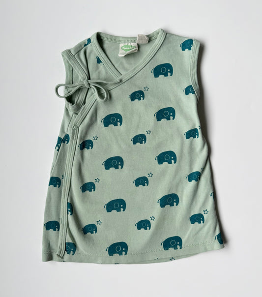 Parade Organics Green Elephants Kimono Wrap Dress (2T)