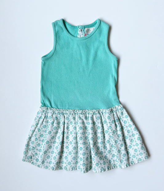 Zara Mint & White Damask Ribbed Sleeveless Dress (18-24 Months)