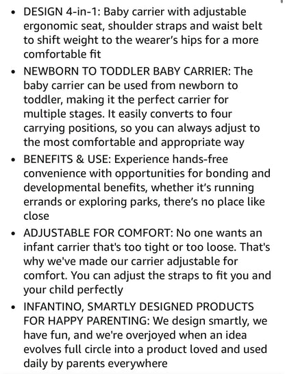 Infantino Flip Advance 4-In-1 Convertible Baby Carrier in Black Denim