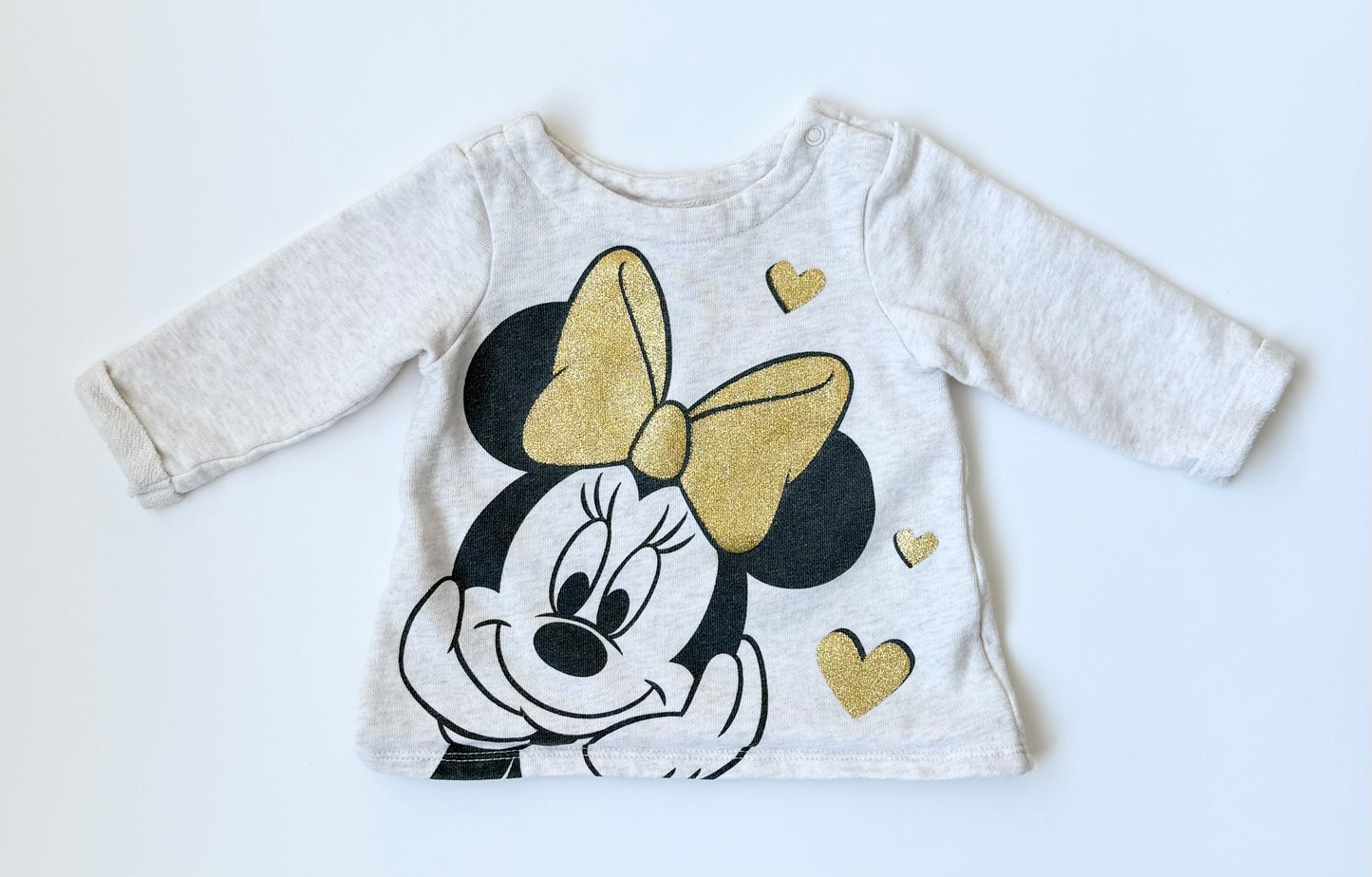 H&M x Disney Light Grey & Gold Sparkle Bow Minnie Mouse Sweater (4-6 Months)