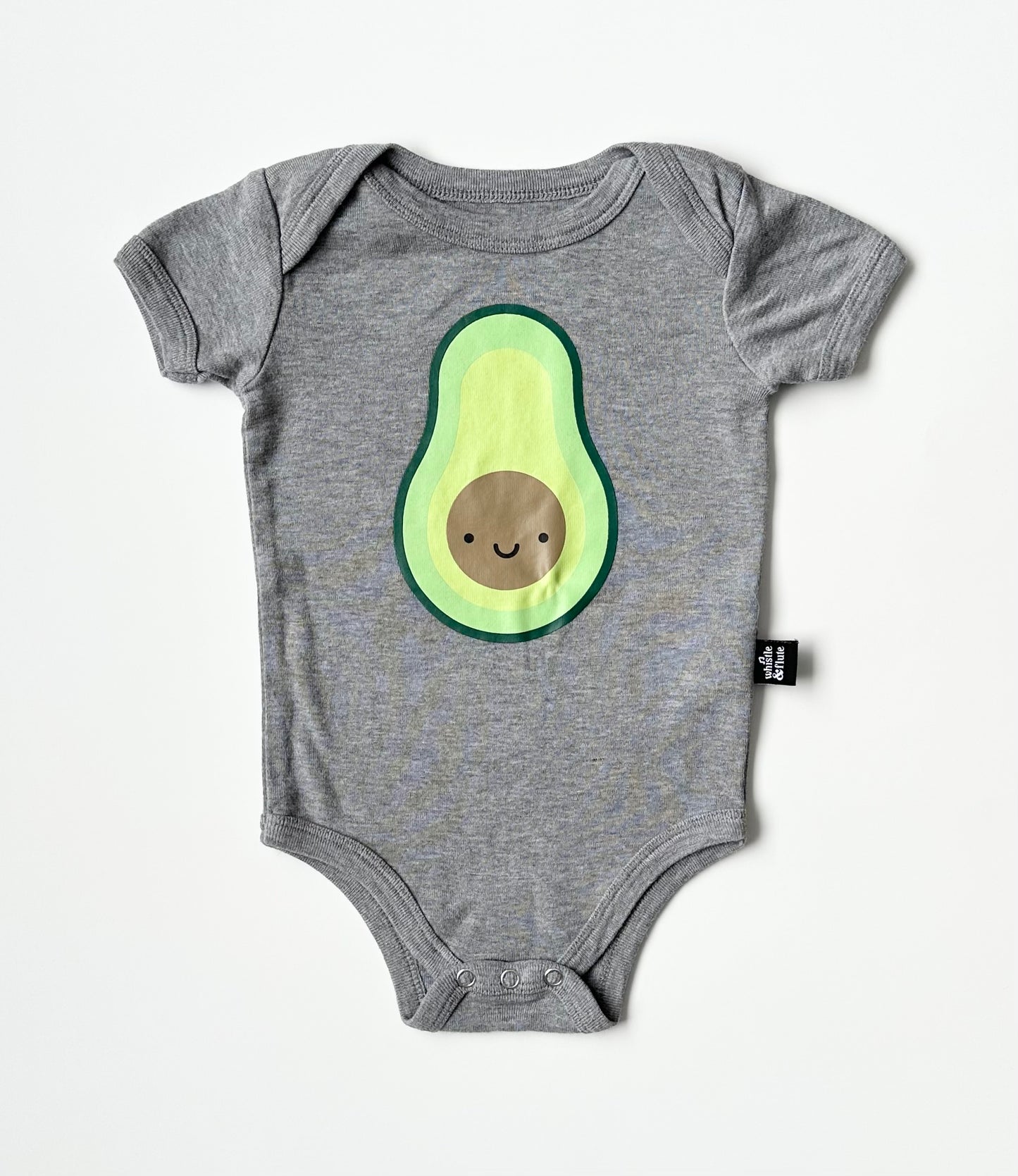 Whistle & Flute Kawaii Avocado Grey Bodysuit (6-12 Months)