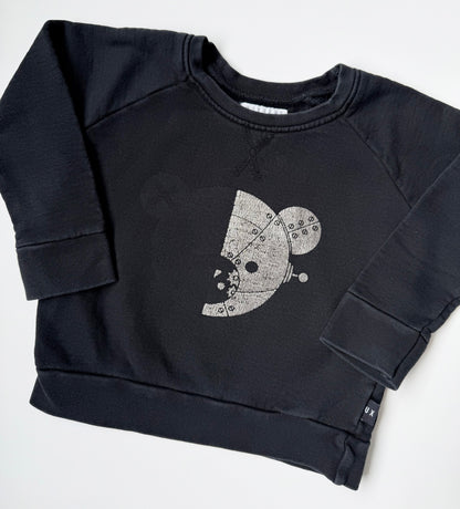 Huxbaby Black & Metallic Robot Bear Sweater (3T)