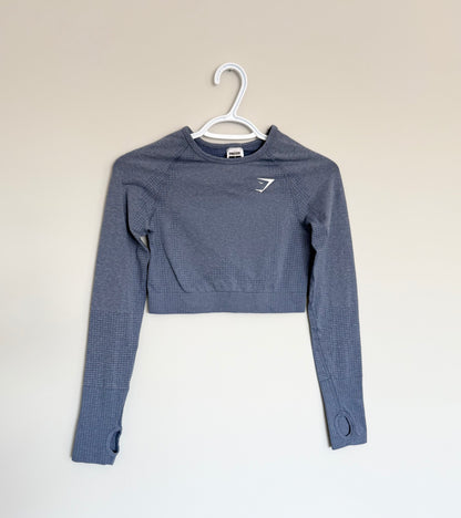 Women’s Gymshark Vital Seamless 2.0 Crop Top in Evening Blue Marl (Small)