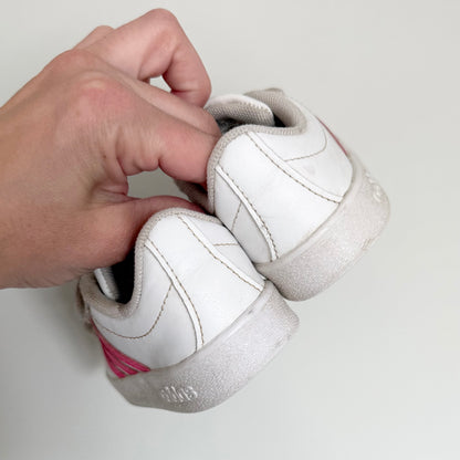 Adidas VL Court 2.0 White & Pink Stripe Velcro Sneakers (8)