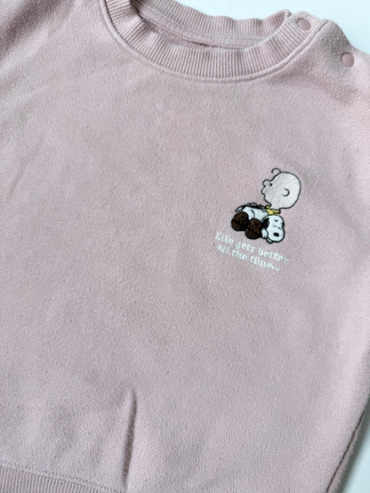 Peanuts Pink “Life Gets Better All The Time” Embroidered Sweater (2T)