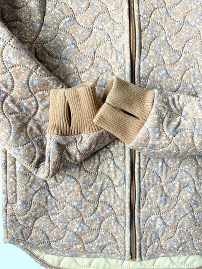Wheat Thermo Quilted Fall Jacket Loui in Powder Flower Meadow (8 Years)