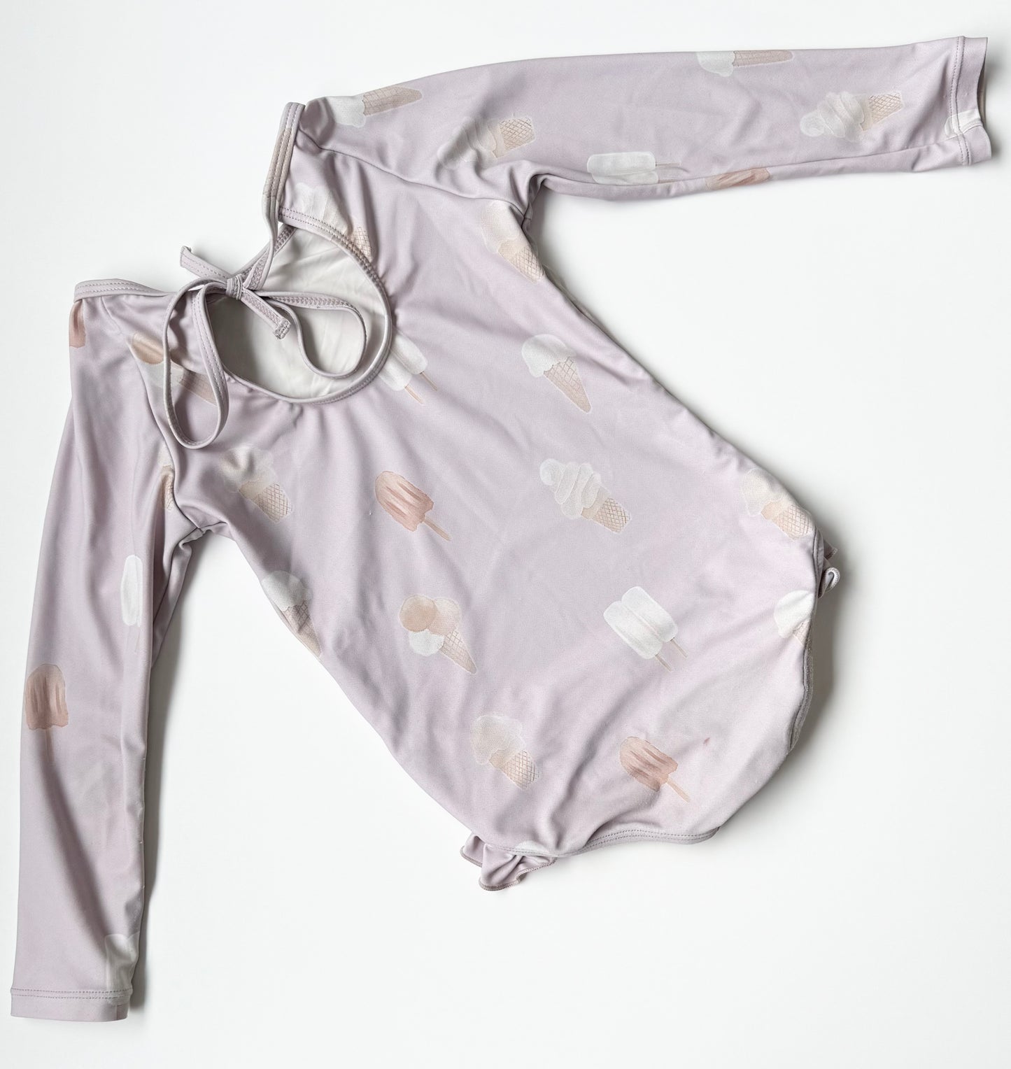 Current Tyed Purple “Sweetest Ice Cream” Long Sleeve One Piece Swimsuit (3/4 Years)