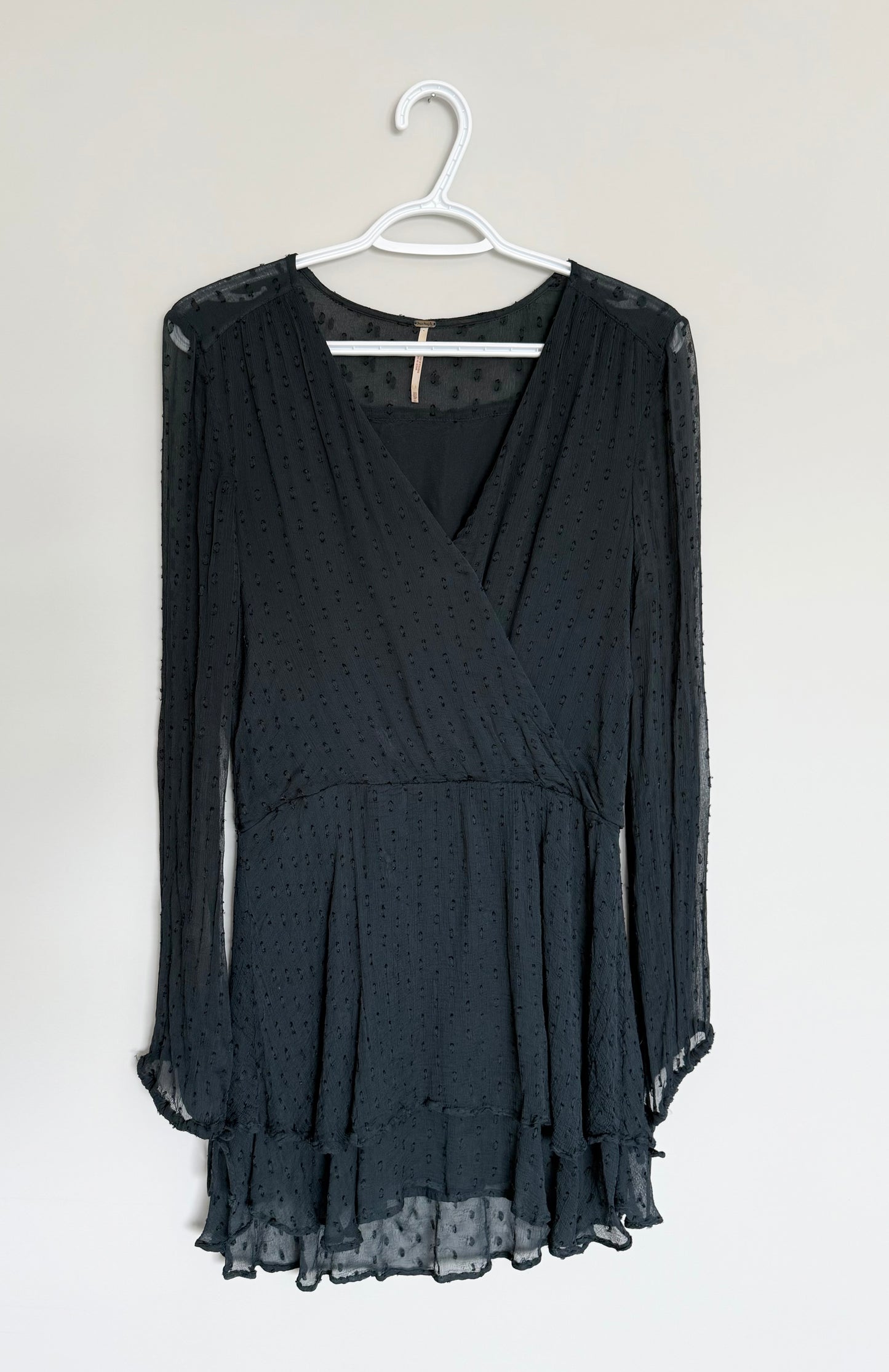 Women’s Free People Daliah Peasant Textured Mini Boho Dress in Holly Deep Jade Green (Extra Small)