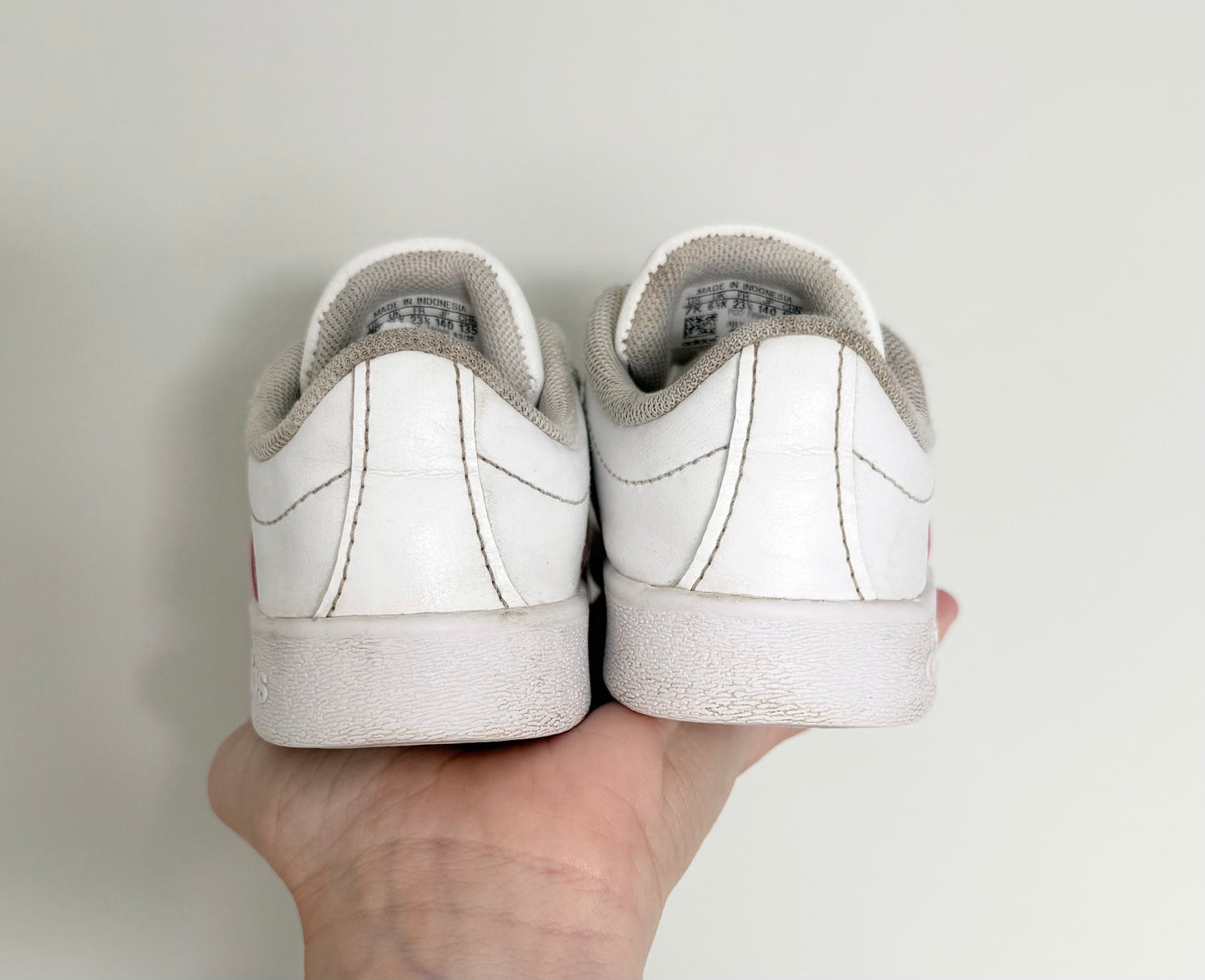Adidas VL Court 2.0 CMF White & Pink Stripe Velcro Sneakers (7)