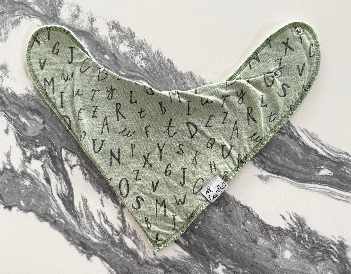 Copper Pearl Baby Green ABC Bandana Drool Bib