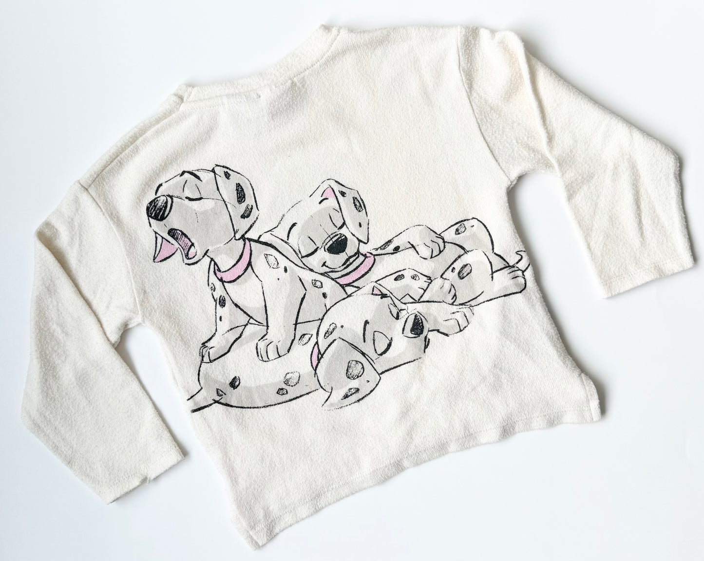 Zara x Disney 101 Dalmatians White & Pink Fuzzy Pullover Sweater (6 Years)