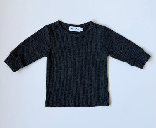 Field Day Dark Grey Waffled Long Sleeve (3-6 Months)