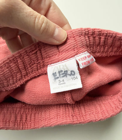 Zara Pink Ribbed Sweat Shorts (3-4 Years)