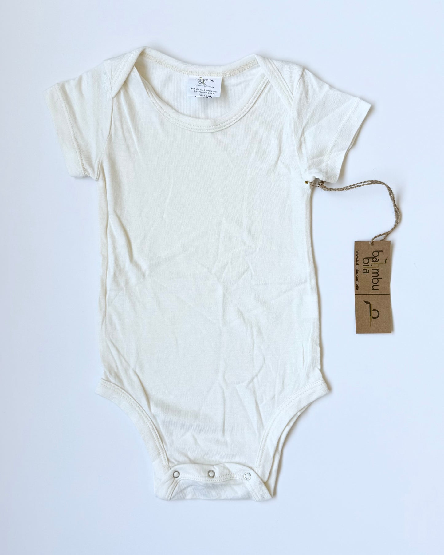 Bahmbu Bila White Short Sleeve Bodysuit - New (12-18 Months)