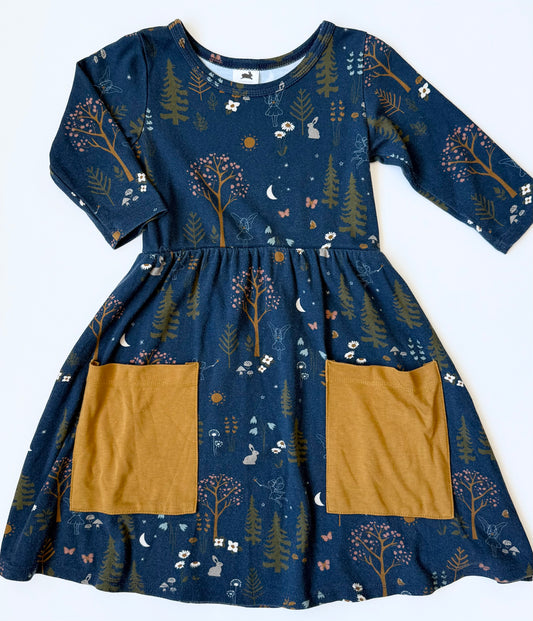 Little & Lively Enchanted Forest Fern Clementine Dress (3/4T)