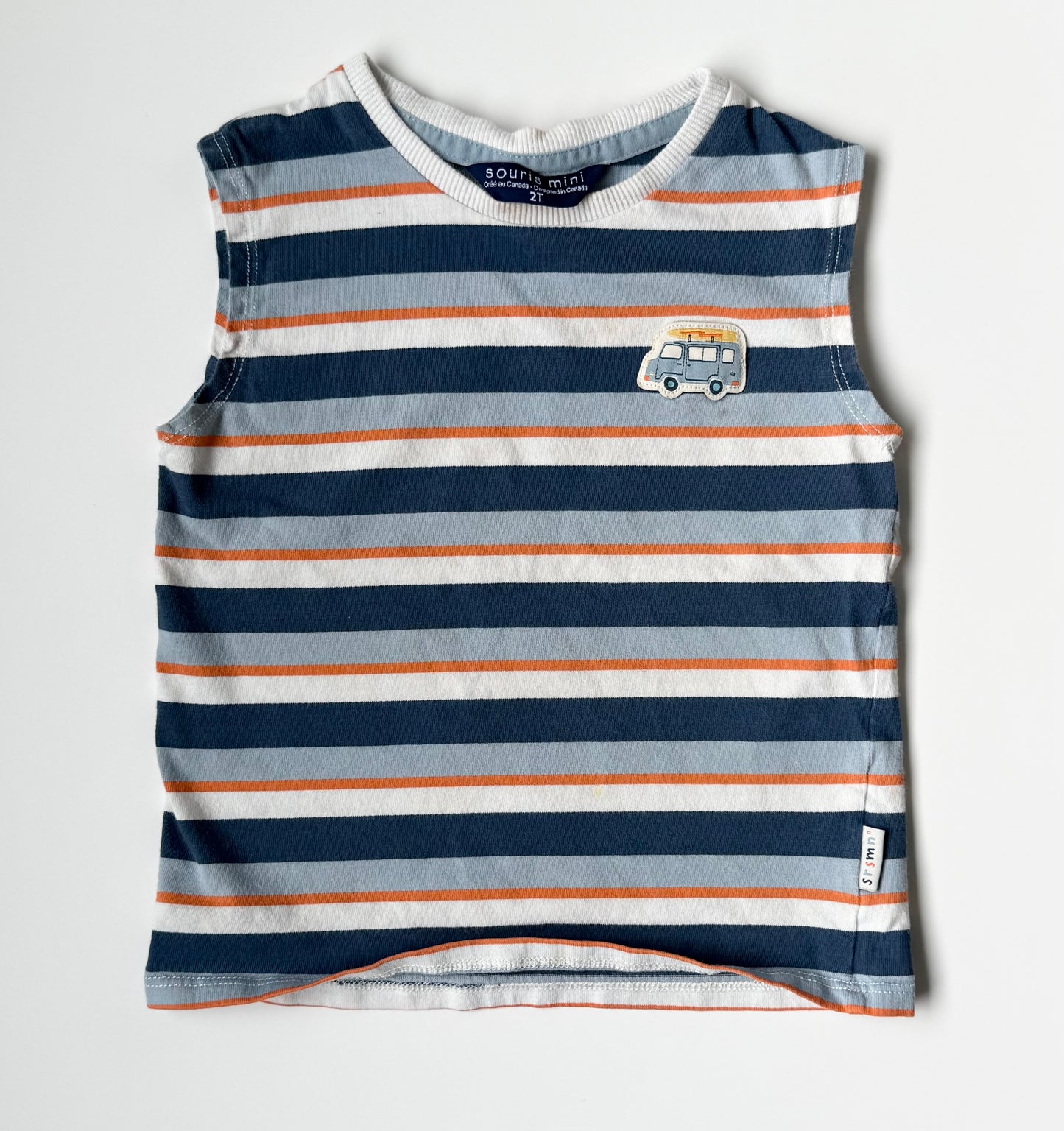 Souris Mini Blue & Orange Stripes Surf Van Tank Top (2T)