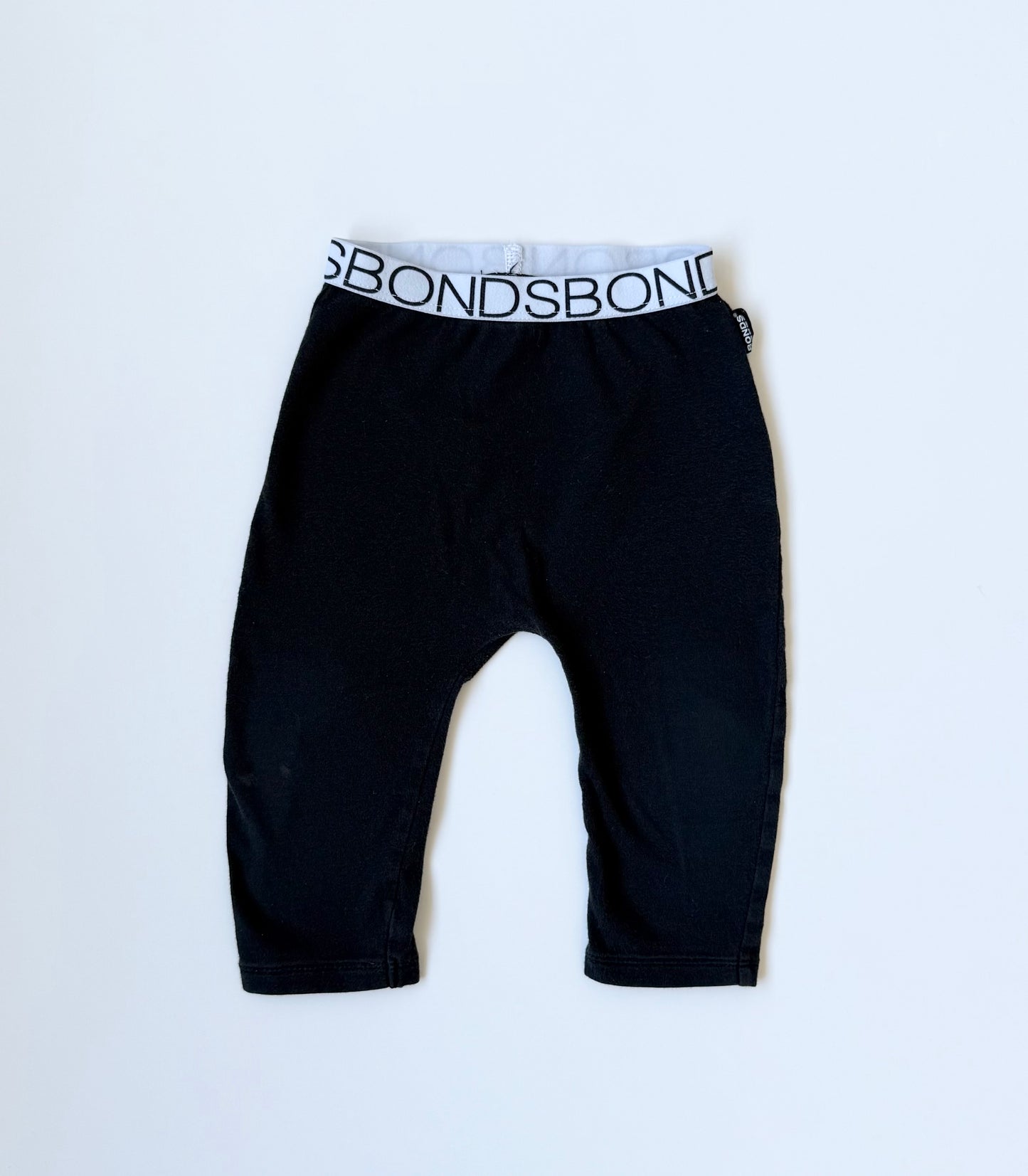 Bonds Black Leggings - White Waistband (6-12 Months)