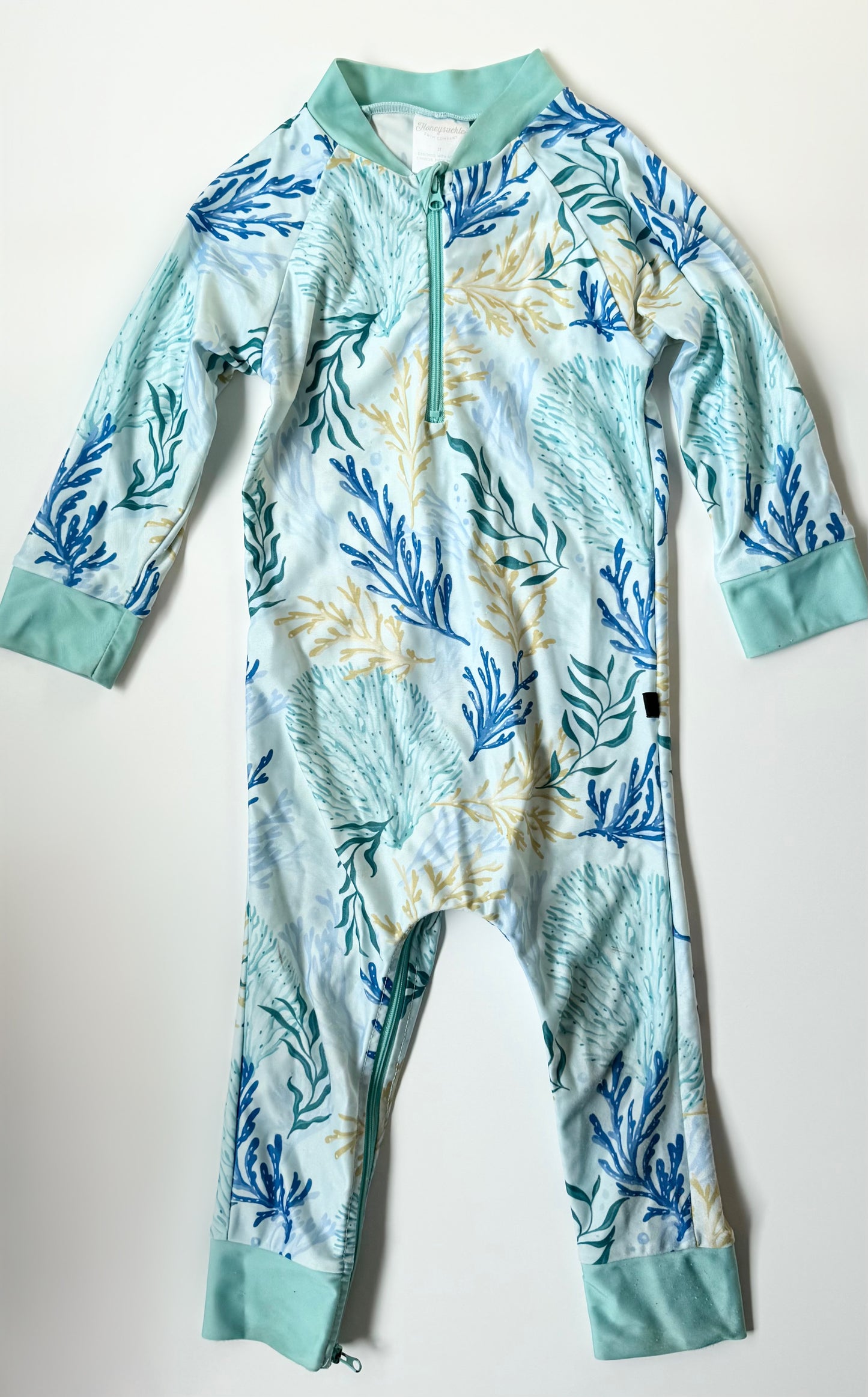 Honeysuckle Swim Light Green Under the Sea Full Coverage Sunsuit (2T)