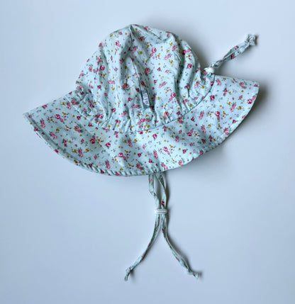 Jan & Jul Light Blue & Dainty Floral Sun Hat (2-5 Years)