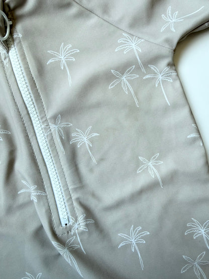 Current Tyed “The Oliver” Beige Palm Trees Sunsuit (6 Months)