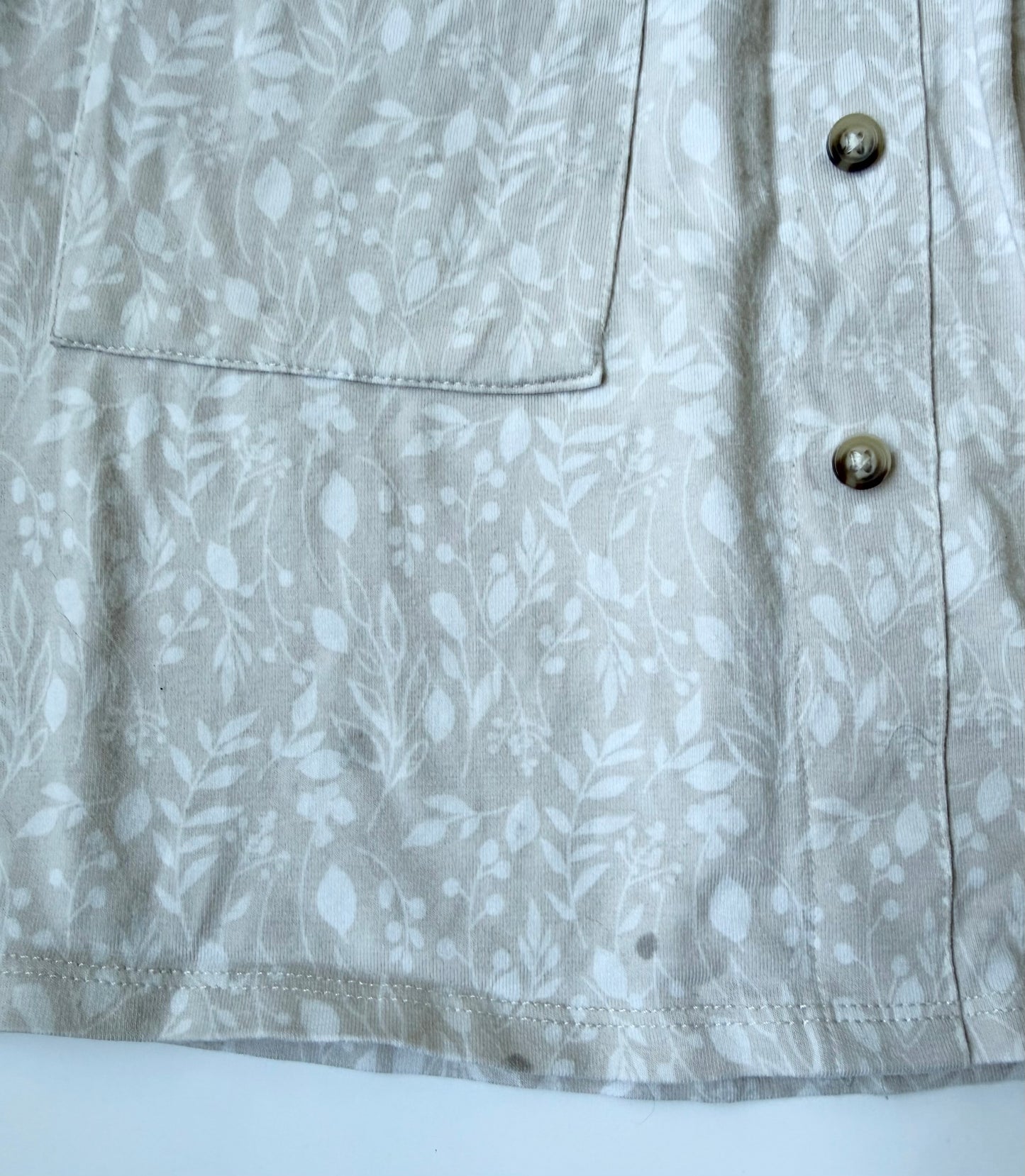 Jax & Lennon White & Light Tan Demask Floral Short Sleeve Button & Pocket Dress (3/4 Years)