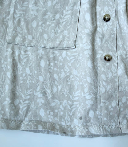 Jax & Lennon White & Light Tan Demask Floral Short Sleeve Button & Pocket Dress (3/4 Years)