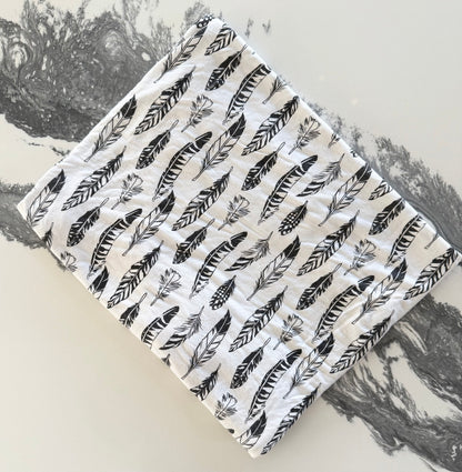 White & Black Feathers Car Seat/Nursing Cover