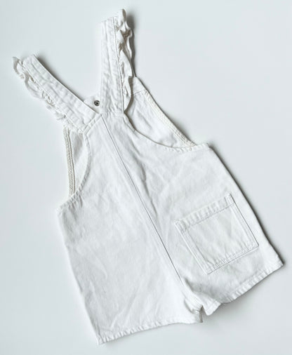 Zara White Jean Shorty Overalls (3-4 Years)