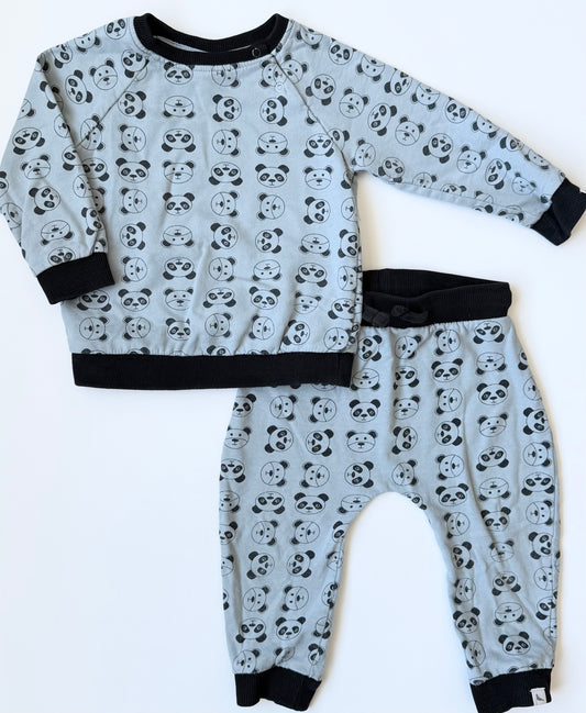 Turtledove London Blue & Black Pandas Sweater & Pants Set (12-18 Months)