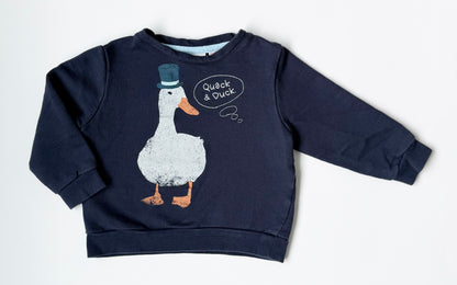Zara Navy “Quack & Duck” Duck Crewneck Sweater (12-18 Months)