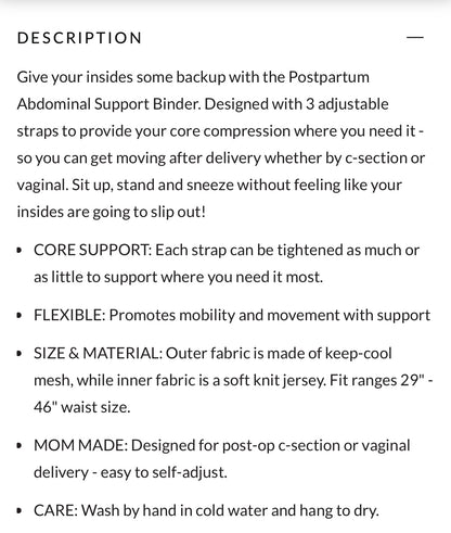 Frida Postpartum Abdominal Support Binder - Grey