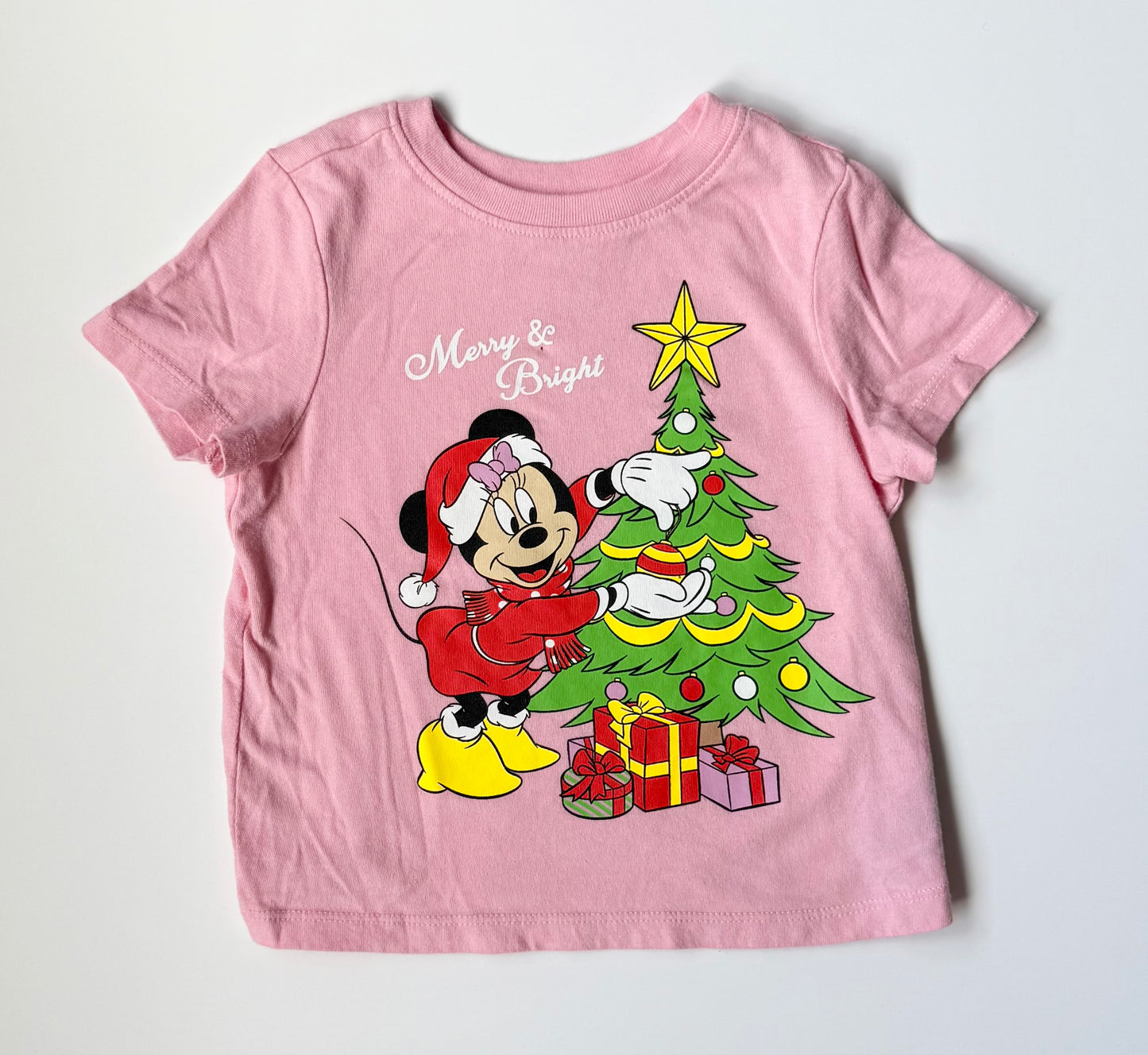 Old Navy x Disney Pink Minnie Mouse “Merry & Bright” T-Shirt (18-24 Months)