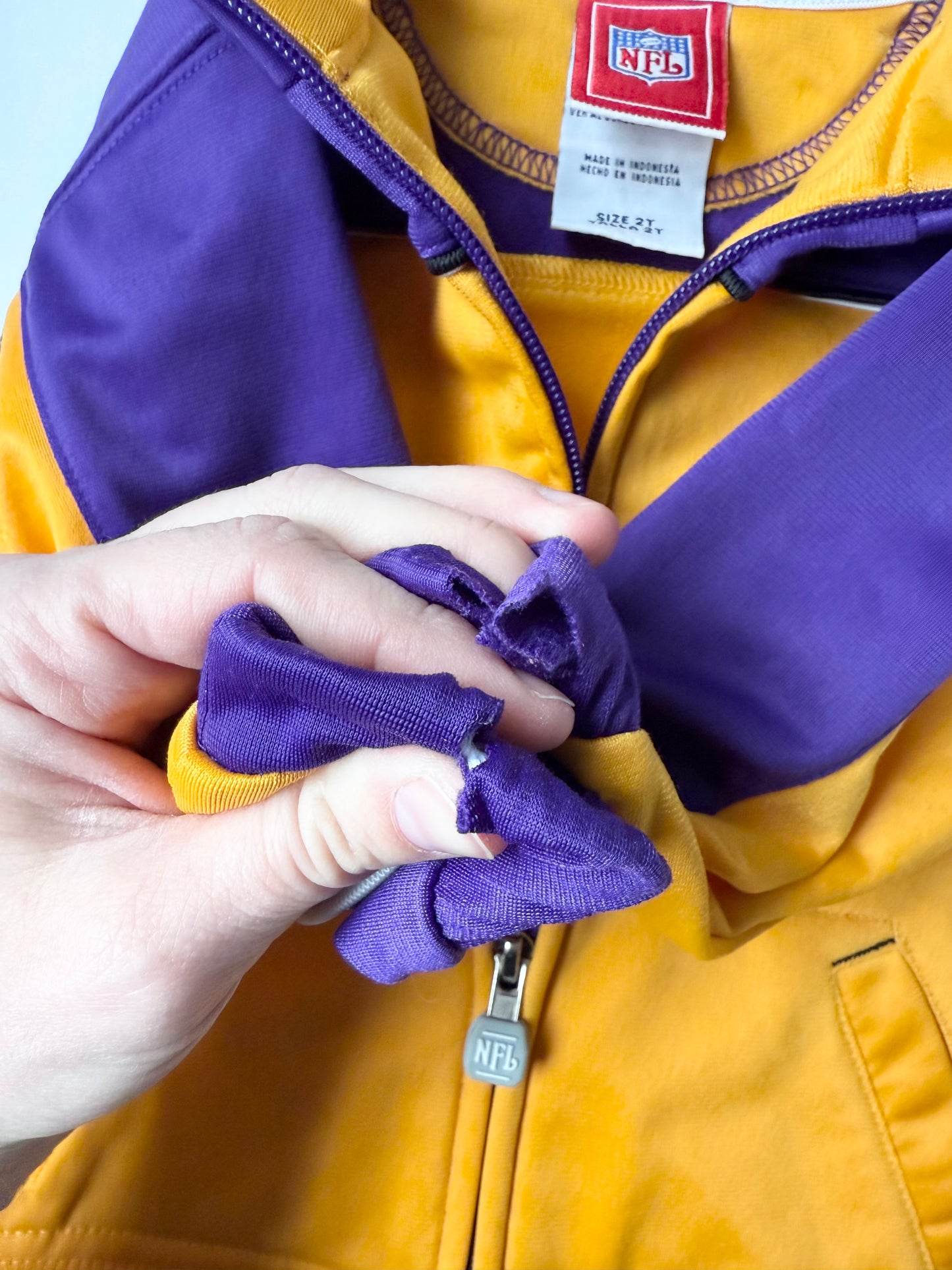 Minnesota Vikings Yellow & Purple Zip Up Football Sweater (2T)