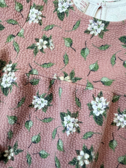Zara Dark Pink Floral Pebbled Long Sleeve Dress (18-24 Months)