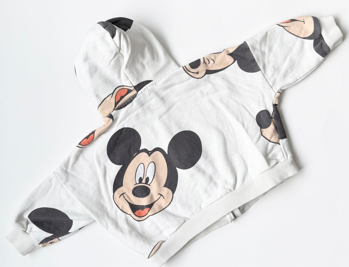 Zara x Disney White AOP Mickey Zip Up Hoodie (12-18 Months)
