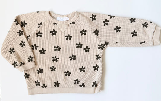 Zara Brown & Tan Flowers Waffled Sweater (2-3 Years)