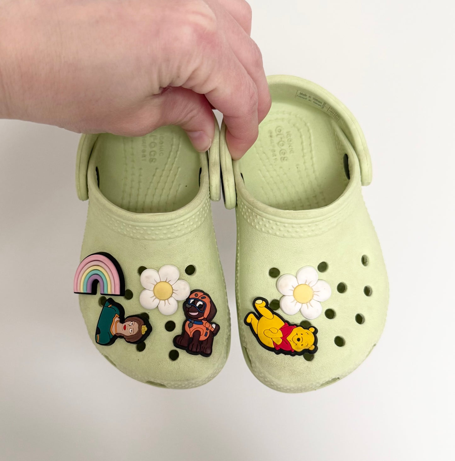 Crocs Light Green Clog With Fun Jibbitz Slip Ons (7)
