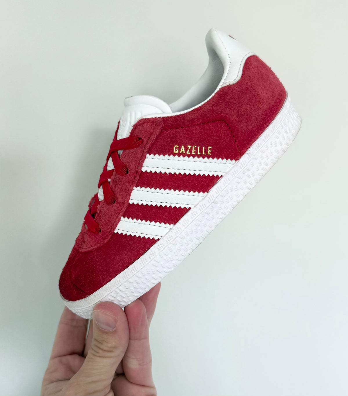 Adidas Gazelle Red & White Stretch Lace Sneakers (9)