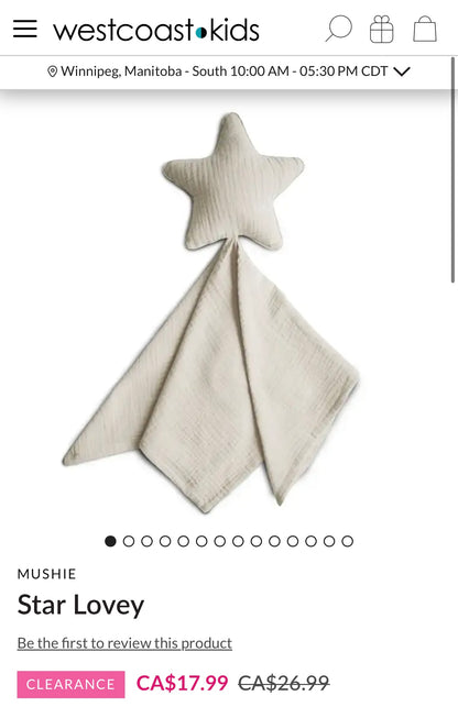 Mushie Star Lovey in Fog