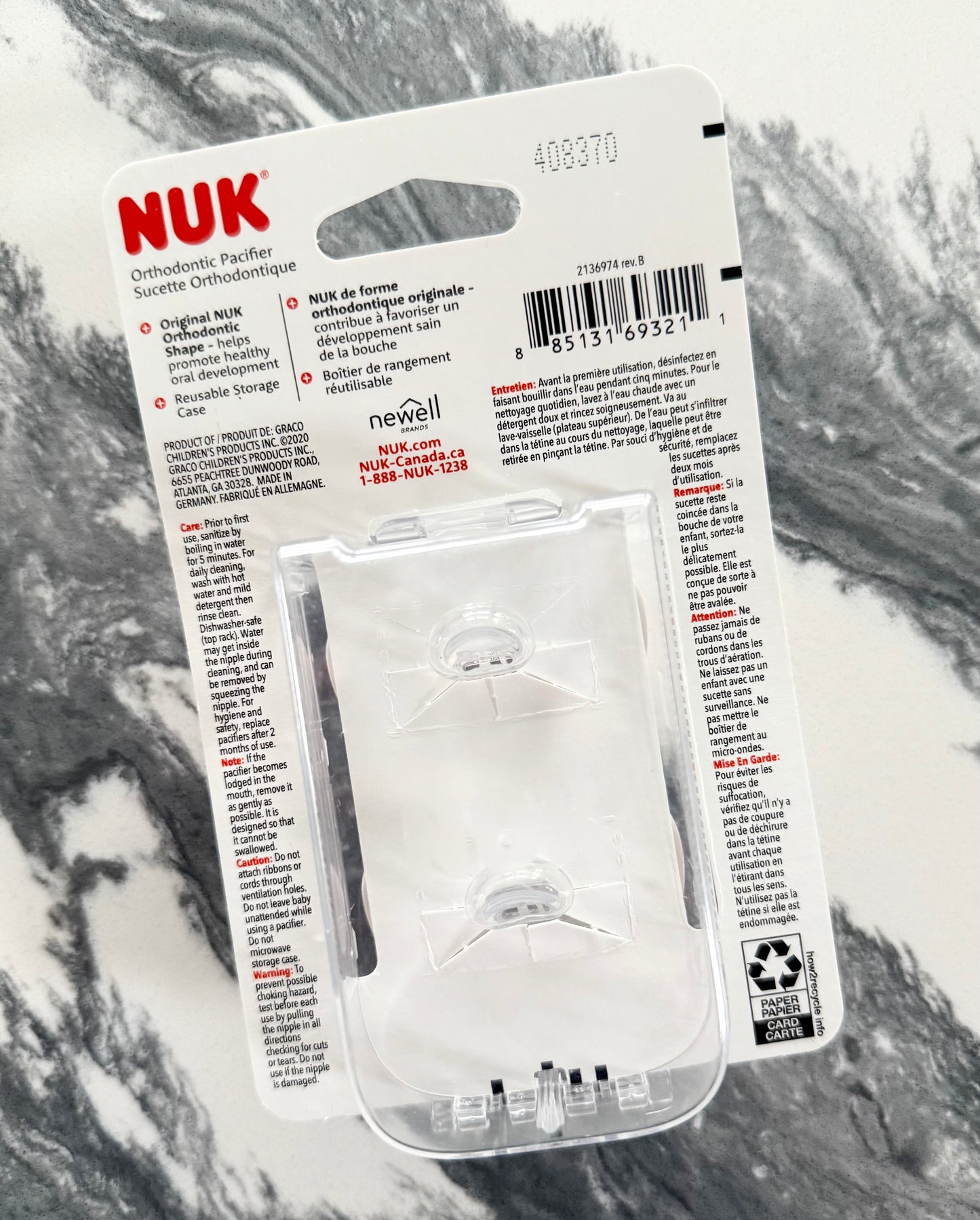 NUK Orthodontic White & Light Pink Pacifiers - New