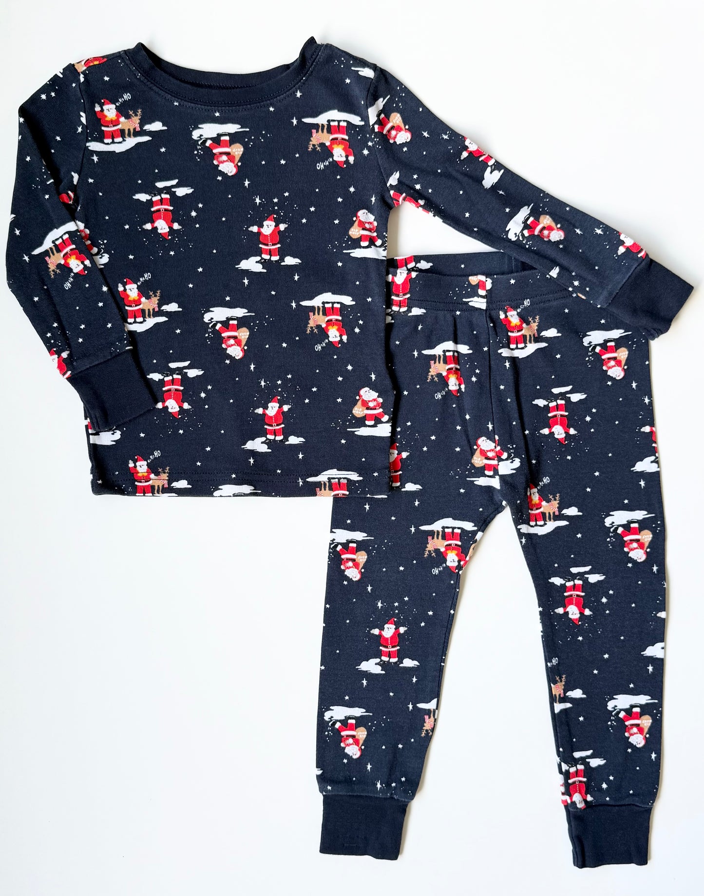 Old Navy Blue Santa Two Piece PJ Set (2T)