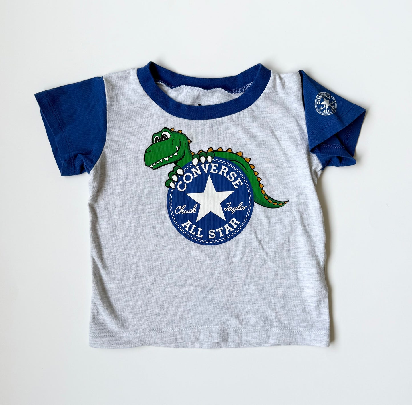 Converse Grey & Blue Dinosaur T-Shirt (24 Months)