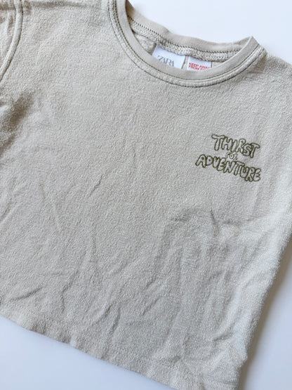 Zara Tan & Green “Thirsty For Adventure” T-Shirt (9-12 Months)