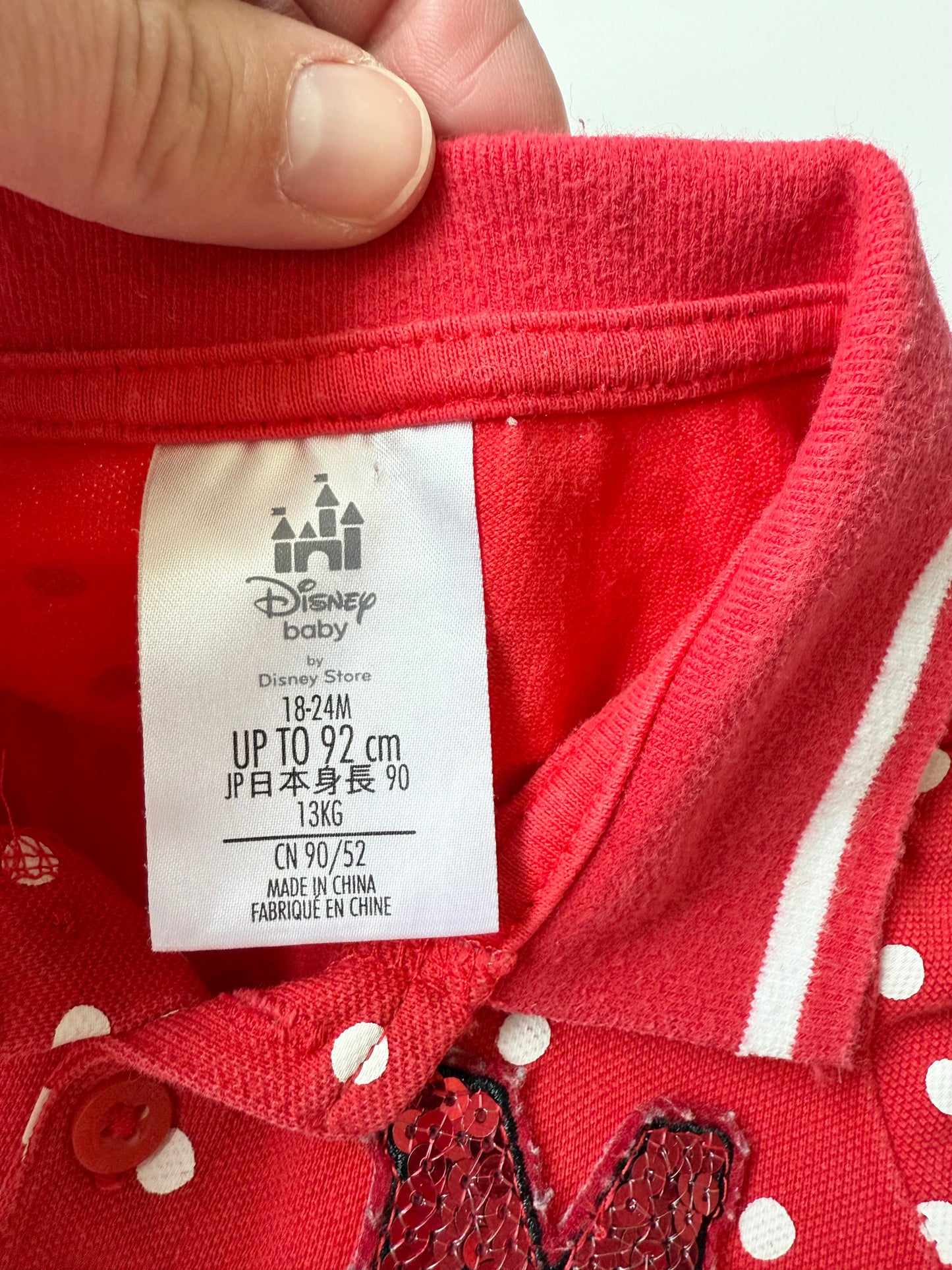 The Disney Store Red Polkadot Minnie Mouse Collared Short Sleeve Dress (18-24 Months)