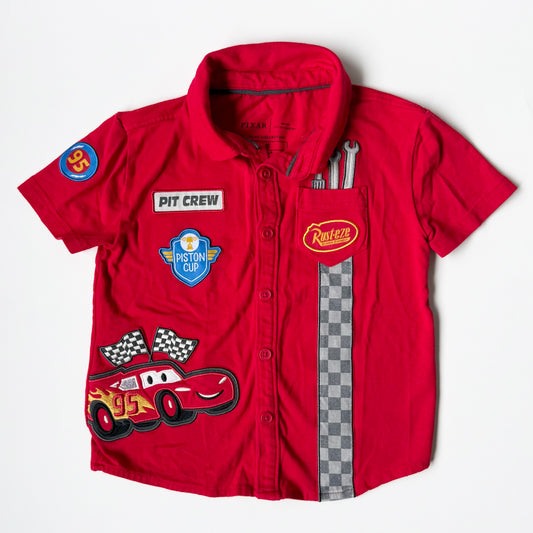 Little Sleepies x Disney Pixar Cars Piston Cup Button Down Collared Polo T-Shirt (3T)