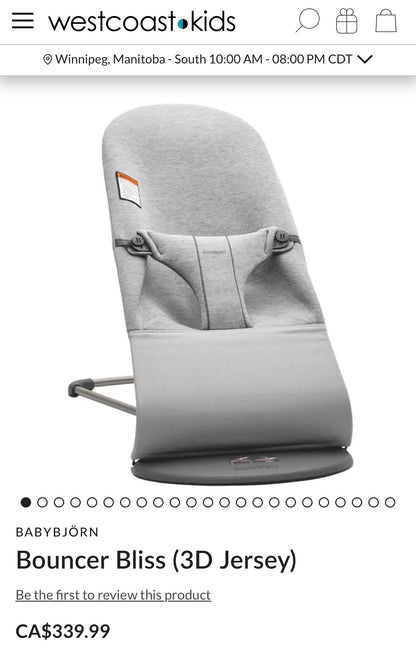 Baby Bjorn Bouncer Bliss 3D Jersey in Light Grey