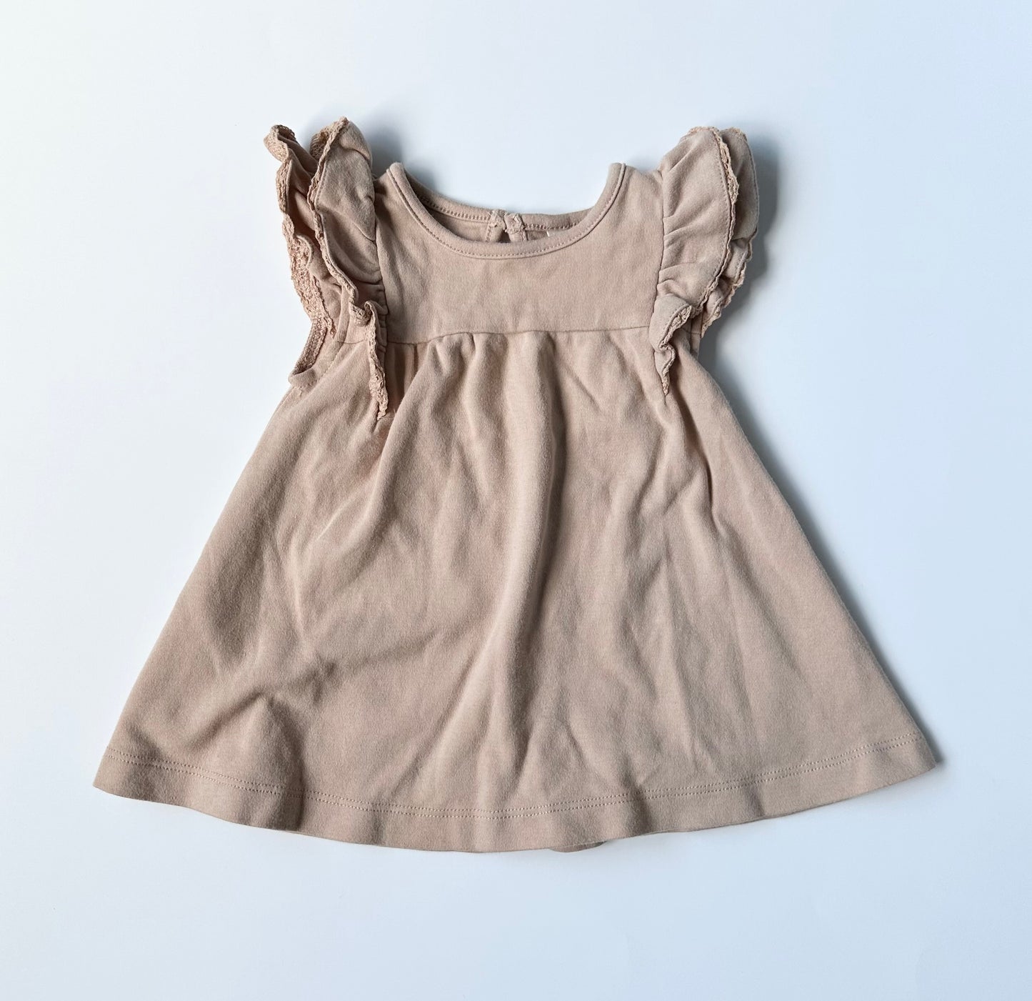Quincy Mae Tan Frill Shoulder Dress (6-12 Months)