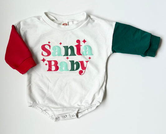 Santa Baby Red & Green Sweater Bubble Romper (12-18 Months)