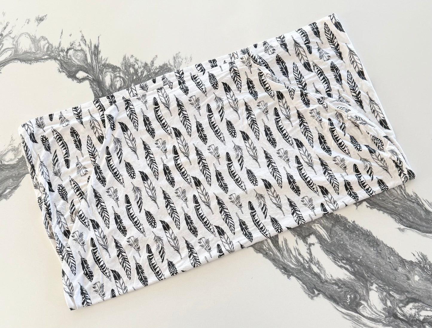 White & Black Feathers Car Seat/Nursing Cover