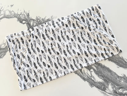 White & Black Feathers Car Seat/Nursing Cover